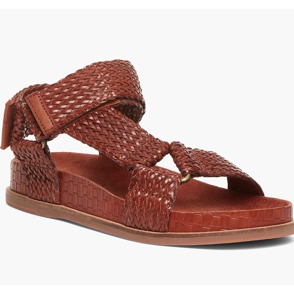 Kelsi Dagger Brooklyn Spark Sandals Women 9.5 Brown Woven Leather Boho Gladiator